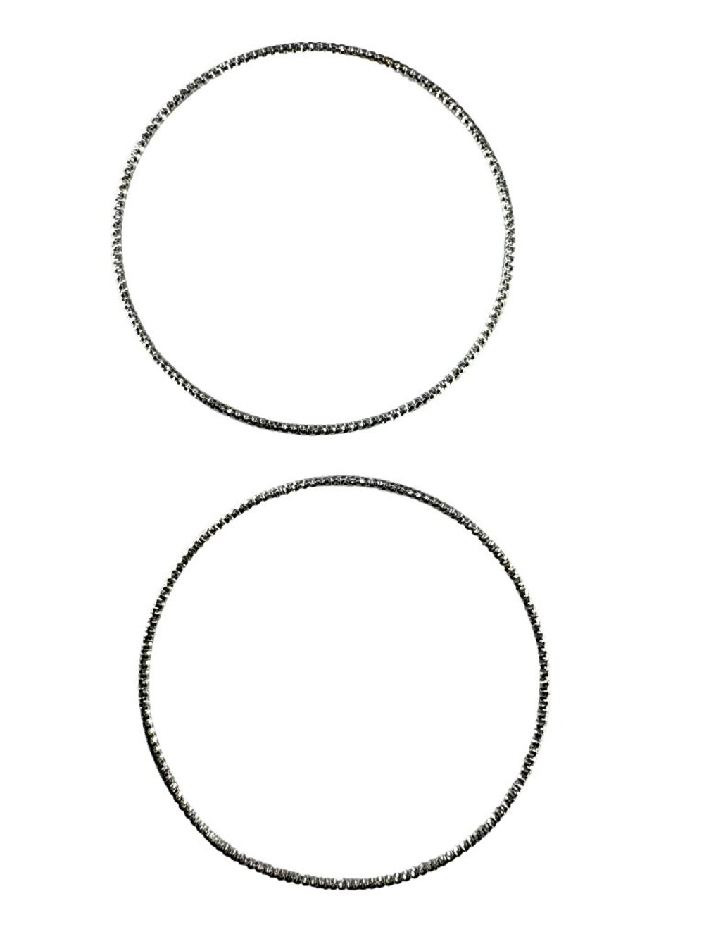 Pair 925 Sterling Silver Textured Bangle Bracelets 2mm Cut 61mm 6.37g
